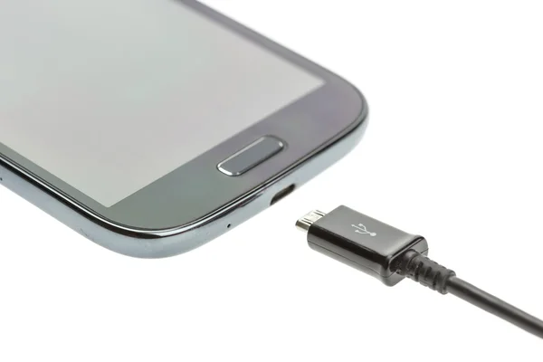 Smartphone connect with charger — Stock Photo, Image