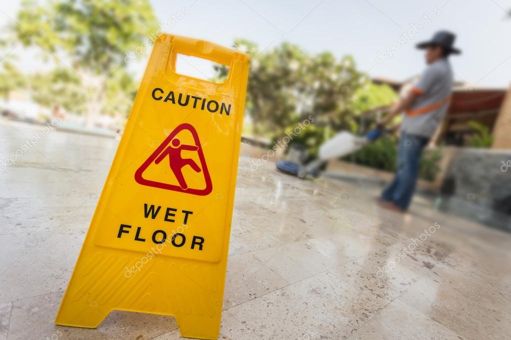 Caution sign on floor