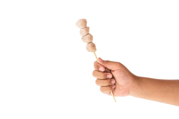 Hand holding meat balls — Stock Photo, Image