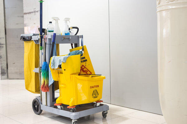 mop bucket and set of cleaning equipment