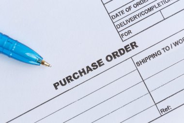 Purchase order with pen clipart