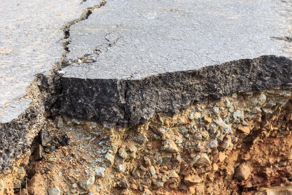 Geërodeerde beschadigde asfalt — Stockfoto