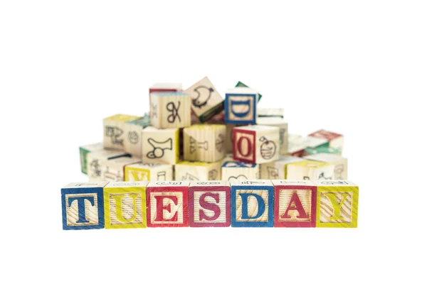 Tuesday written in letter alphabet blocks — Stock Photo, Image