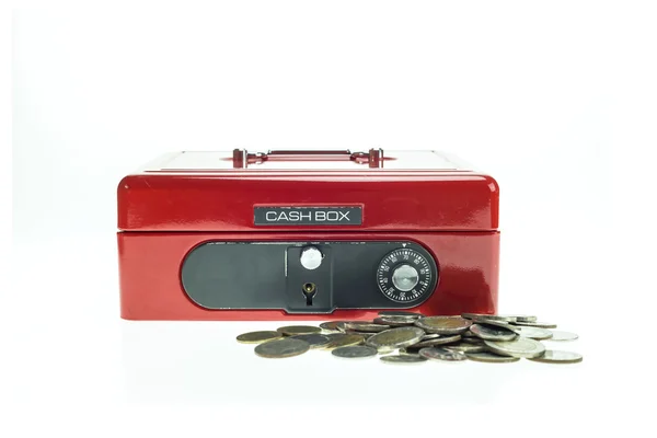 Red metal cash box — Stock Photo, Image
