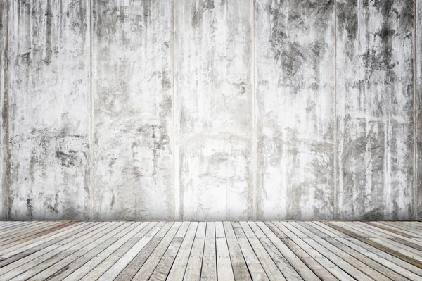 Cement wall with wooden plank texture — Stock Photo, Image