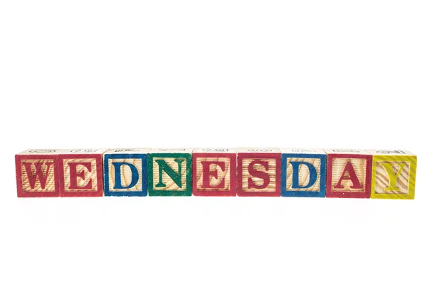 Wednes written in letter alphabet blocks — Stock Photo, Image