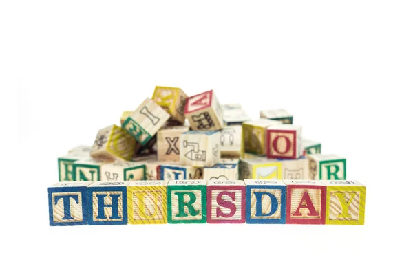 Thursday written in letter alphabet blocks — Stock Photo, Image