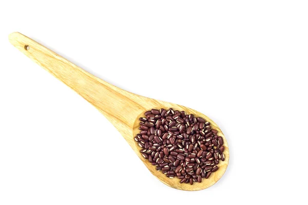 Red beans in wooden spoon — Stock Photo, Image