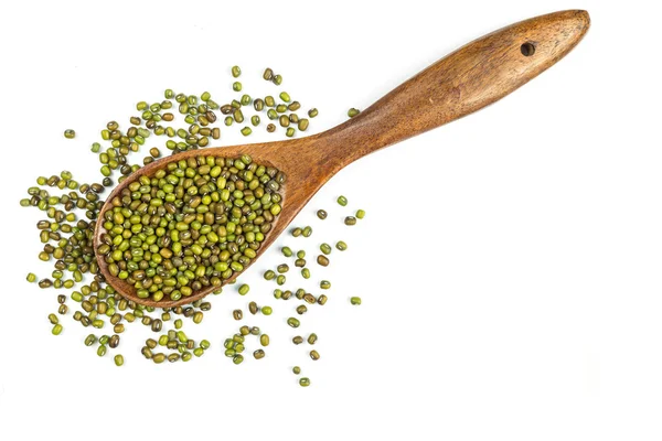 Mung beans in wooden spoon — Stock Photo, Image