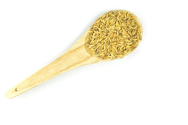 Arroz con arroz jazmín en cuchara de madera —  Fotos de Stock