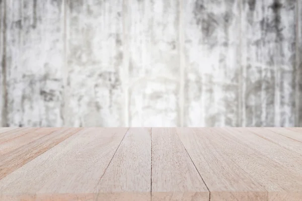 Topo da mesa de madeira e parede de pedra — Fotografia de Stock