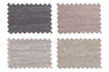 Örnek parçalar renk kumaş üzerinde beyaz izole kümesi