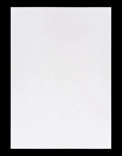 White empty A4 paper isolated on black — Stock Photo, Image