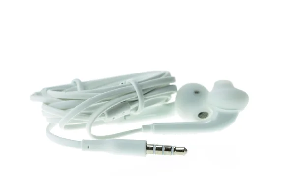 White mobile headsets isolated on white background — Stock Photo, Image