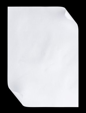 Beyaz boş A4 kağıt üzerine siyah izole