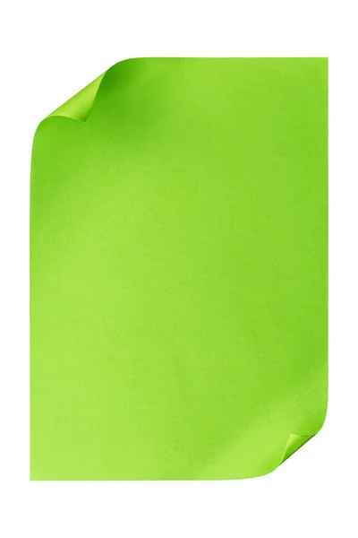 Papel A4 verde vazio isolado sobre branco — Fotografia de Stock