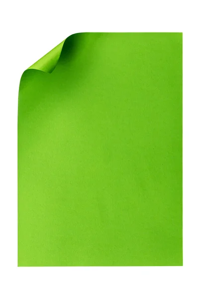 Zielony papier A4 pusty na białym tle — Zdjęcie stockowe