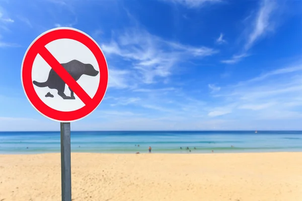 No dog pooping sign on the beach — Stock Photo, Image