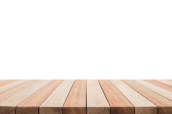 Empty top of wooden table or counter isolated on white backgroun — Stock Photo, Image