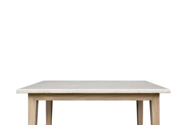 Boş tablosunun üst kısmındaki beyaz adam izole beyaz mable taş