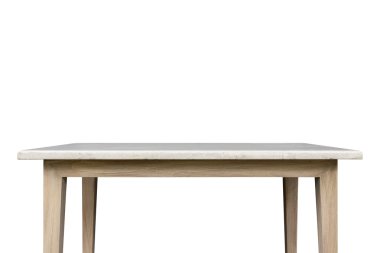 Boş tablosunun üst kısmındaki beyaz adam izole beyaz mable taş