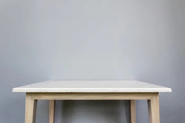 Empty top of white mable stone table on grey wall background — Stock Photo, Image
