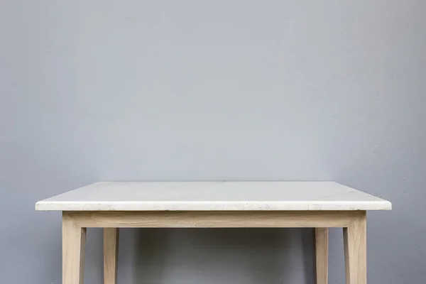 Parte superior vacía de mesa de piedra mable blanca sobre fondo de pared gris — Foto de Stock