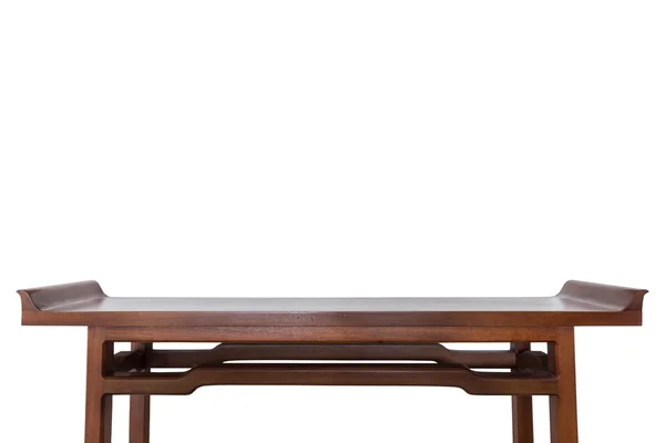 木製のテーブルやカウンターに白い背景がある分離の空トップ — ストック写真