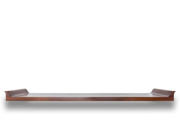Leere Platte von Holztisch oder Theke isoliert auf weißem Hintergrund — Stockfoto