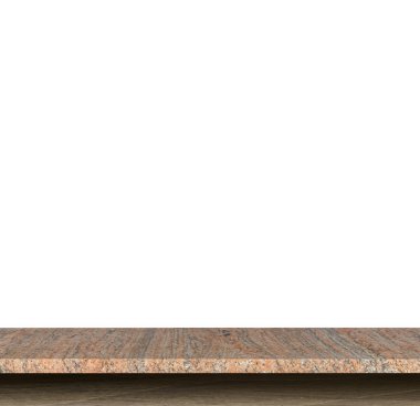 Boş tablosunun üst kısmındaki beyaz arka plan üzerinde izole doğal taş