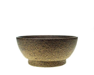 Beyaz backgrou izole palm ahşap yapılmış kahverengi ahşap kase