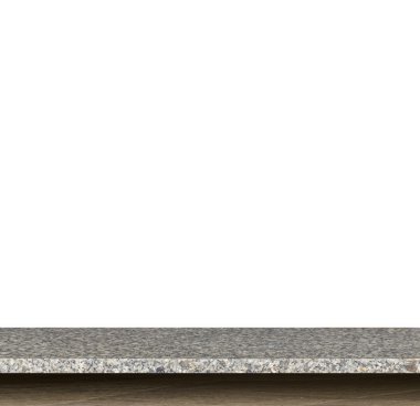 Boş tablosunun üst kısmındaki beyaz arka plan üzerinde izole doğal taş