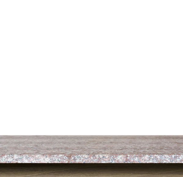 Parte superior vazia da mesa de pedra natural isolada no fundo branco — Fotografia de Stock