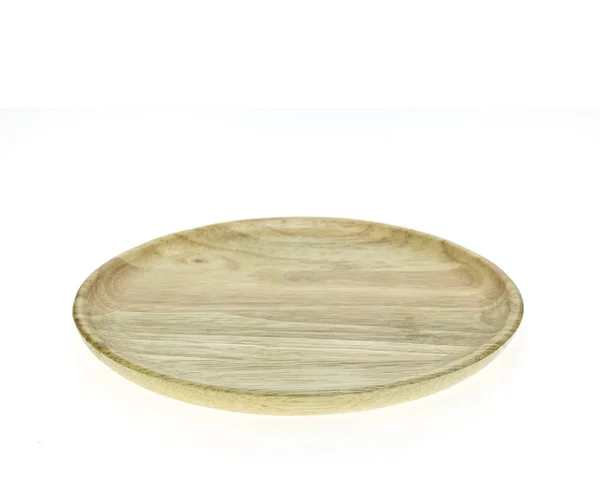 흰색 배경에 고립 된 빈 플랫 나무 접시 — 스톡 사진