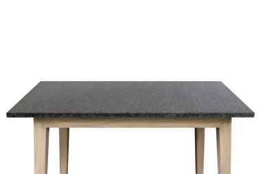 Boş tablosunun üst kısmındaki beyaz arka plan üzerinde izole granit taş 