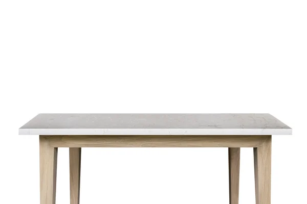 Piano vuoto del tavolo in pietra di granito isolato su sfondo bianco — Foto Stock