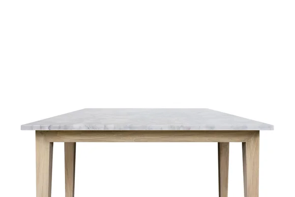 백색 backgroun에 고립 된 흰색 mable 돌 테이블의 빈 상단 — 스톡 사진