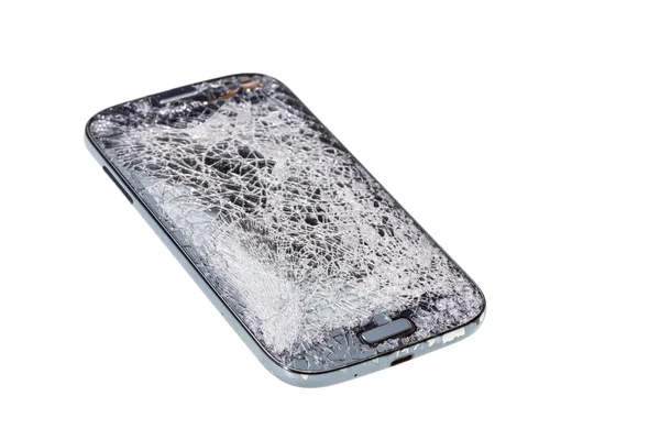 Roto de teléfono inteligente aislado sobre fondo blanco — Foto de Stock