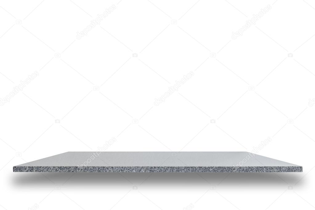 Empty top of natural stone shelves isolated on white background