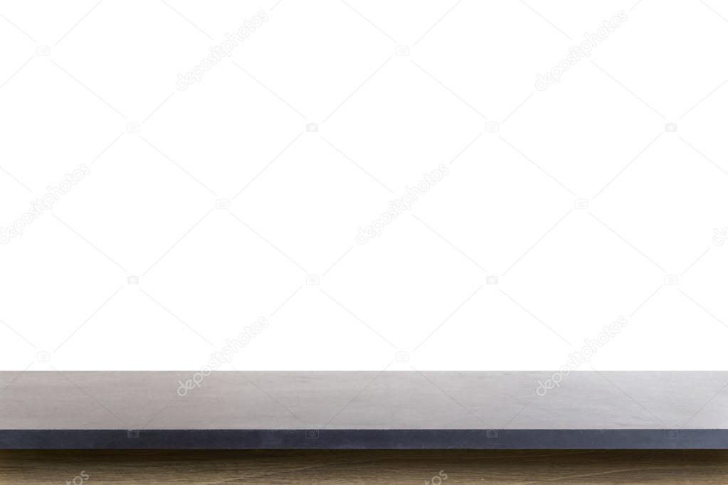 Empty top of granite stone table isolated on white background