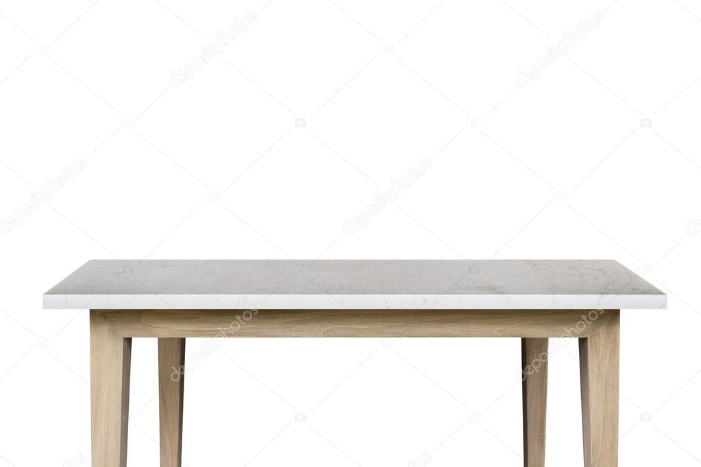 Empty top of granite stone table isolated on white background
