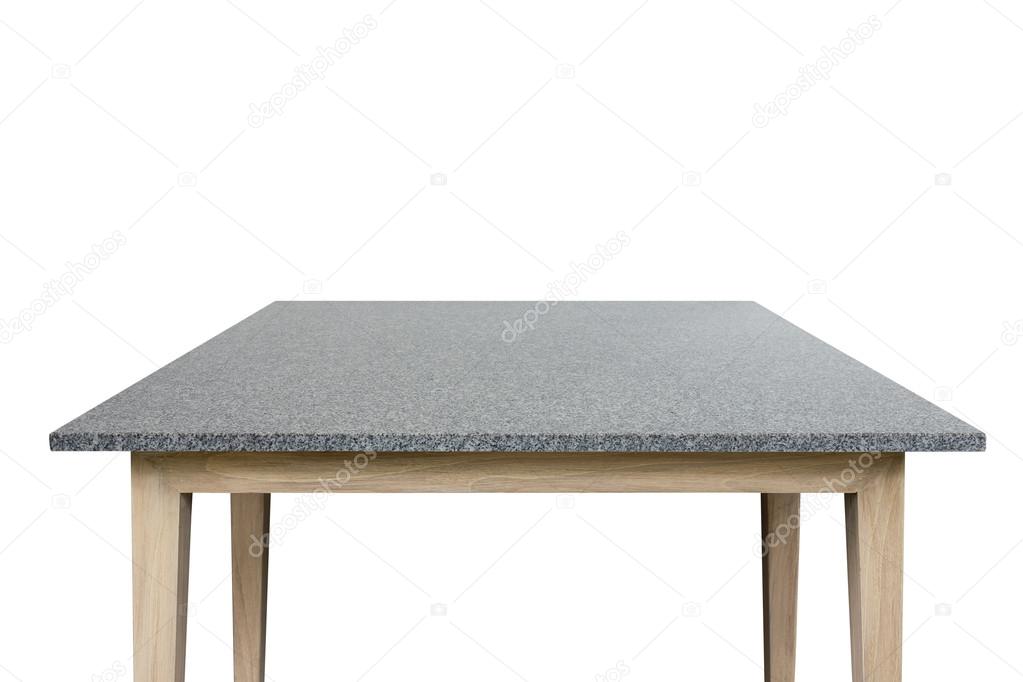 Empty top of granite stone table isolated on white background