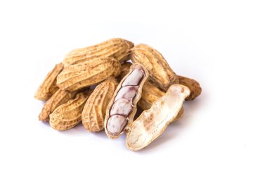 Close up boiled peanuts on white  clipart