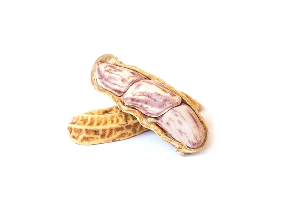 Close up ferveu amendoins em branco — Fotografia de Stock
