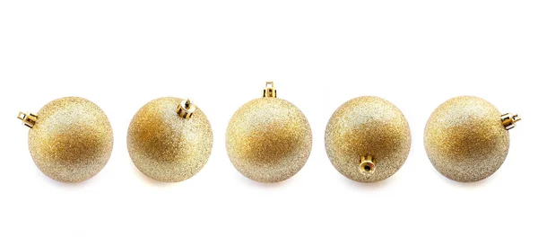 Set goldene Weihnachtskugel isoliert auf weiß — Stockfoto