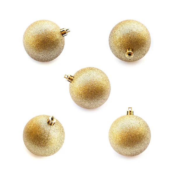 Zbiór złota piłka Boże Narodzenie na białym tle — Zdjęcie stockowe
