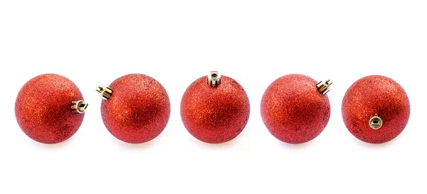 Conjunto de bola de Natal vermelho isolado em branco — Fotografia de Stock
