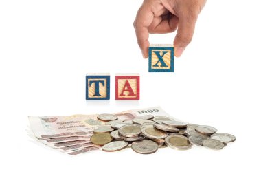 Tayland para ve renkli ahşap alfabe blo 