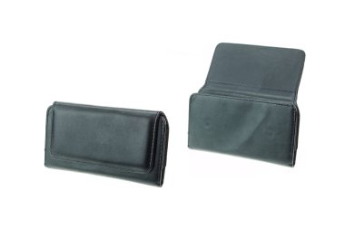 Beyaz izole siyah hareket eden ya da fotoğraf makinesi çantası