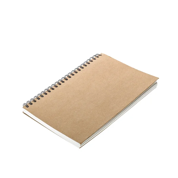 Nowy notebook brązowy na białym tle — Zdjęcie stockowe